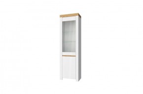 Шкаф с витриной  1V1D, TAURUS, цвет белый/дуб вотан в Южноуральске - yuzhnouralsk.ok-mebel.com | фото