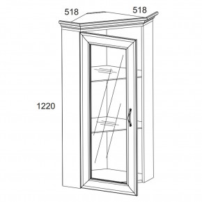 Шкаф с витриной 1VU, TIFFANY, цвет вудлайн кремовый в Южноуральске - yuzhnouralsk.ok-mebel.com | фото 2