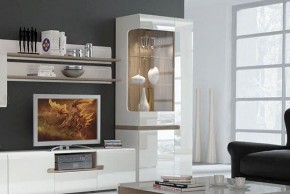 Шкаф с витриной 3D/TYP 01L, LINATE ,цвет белый/сонома трюфель в Южноуральске - yuzhnouralsk.ok-mebel.com | фото 6