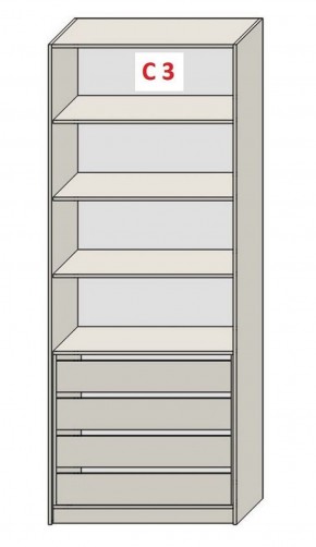 Шкаф СТАНДАРТ С3 4 ящика серия "ГЕСТИЯ" (Бело-серый/Дуб Небраска натуральный ) 800*520*2300 в Южноуральске - yuzhnouralsk.ok-mebel.com | фото 2