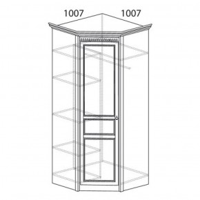 Шкаф угловой №183 "Лючия" Фасад зеркало (Угол 1007*1007) Дуб оксфорд серый в Южноуральске - yuzhnouralsk.ok-mebel.com | фото 2