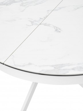 Стол TRENTO 120 HIGH GLOSS STATUARIO Белый мрамор глянцевый, керамика/ белый каркас, ®DISAUR в Южноуральске - yuzhnouralsk.ok-mebel.com | фото 4