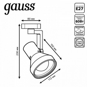 Светильник на штанге Gauss Track Light TR005 в Южноуральске - yuzhnouralsk.ok-mebel.com | фото 6