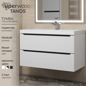 Тумба под раковину Uperwood Tanos 90 см, подвесная, белая/графит в Южноуральске - yuzhnouralsk.ok-mebel.com | фото 3